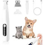 Pfotentrimmer für Hunde mit LED-Licht, Leise Hundeschermaschine, Type-C Wiederaufladbar Schermaschine Hund, Hundepfoten Trimmer für Pfoten, Gesicht, Ohren, Augen, Körper
