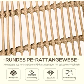 Outsunny Gartenmöbel-Set, Natur, Kunststoff, Gartenmöbel, Set Stahl, PE Rattan