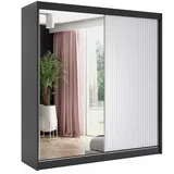 altdecor Kleiderschrank, Schwarz, Weiß, Holzwerkstoff, 200x215x61 cm Schlafzimmer, Kleiderschränke