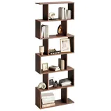 home collective Bücherregal Raumteiler aus Holz mit versetzter Fachaufteilung, 70x24x190 cm, Dunkles Holz | 2 Jahre Gewährleistung | mind. 14 Tage Rückgaberecht - Braun