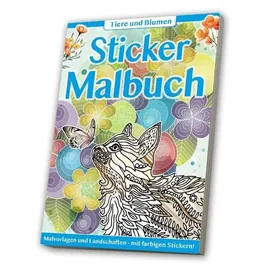 Media Verlag Sticker Malbuch: Erwachsene - Tiere & Blumen