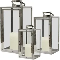 Mojawo 3er Set XXL Edelstahl Windlicht - Laternen Set 30/40/53cm