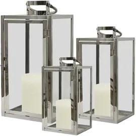 Mojawo 3er Set XXL Edelstahl Windlicht - Laternen Set 30/40/53cm