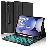 SENGBIRCH Tastaturhülle für Samsung Galaxy Tab S10 Plus 12,4 Zoll 2024 – französische AZERTY-Tastatur mit Hintergrundbeleuchtung 7 Farben, abnehmbar, kabellos, Bluetooth, für Samsung Galaxy Tab S10
