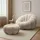 lookway Drehsessel FLUFFY Textil 95 x 60 x 95 cm Beige mit Fußhocker