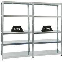 Proregal Mega Deal 2er-Sparset Metallregal Steel Eagle HxBxT 180 x 100 x 40 cm Fachlast 130kg Verzinkt Schwerlastregal Küchenregal, Kellerregal, Steckregal, Garagenregal, Lagerregal