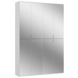 ebuy24 Kleiderschrank ProjektX Kleiderschrank 8 Türen weiß, Spiegel. weiß 130 cm x 193 cm x 34 cm