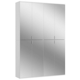 ebuy24 Kleiderschrank ProjektX Kleiderschrank 8 Türen weiß, Spiegel. weiß 130 cm x 193 cm x 34 cm