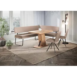 OTTO home Eckbankgruppe Gabi Essecke, Sitzgruppe, Eckbankgruppe, Küchenbankgruppe, (Set, 4-tlg., 4tlg), Gestell aus matt-schwarzem Flachmetall, stabil, 2-Stoff-Design beige|braun