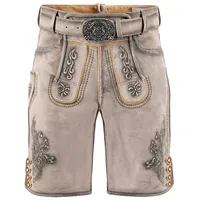 FUCHS Trachtenlederhose Lederhose kurz Norbert schnee (2-tlg) inkl. Gürtel braun 60