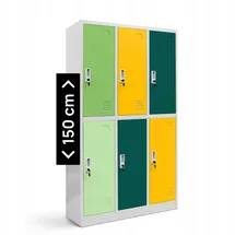 Jan Nowak Schließfachschrank Stahlblech 150 cm x 90 cm x 45 cm Mehrfarbig 6 Fächer abschließbar