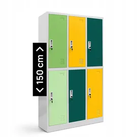 Jan Nowak Schließfachschrank Stahlblech 150 cm x 90 cm x 45 cm Mehrfarbig 6 Fächer abschließbar