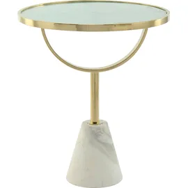 Kayoom Beistelltisch KAYOOM "Rocio, Ausgefallenes Design,Stabiler Marmor-Sockel", weiß, B:46cm H:54cm T:46cm, Tischplatte: 100% marmorisiertes Glas / Gestell: Marmor, Edelstahl, Tische, Beistelltisch, ausgefallenes Gestell, stabiler Marmorfuß, marmorierte 