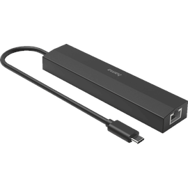 Hama 6 Ports (3x USB-A, USB-C, HDMITM, LAN) USB-C-Hub, Multiport, USB 3.2 Gen 1-Hub (USB 3.0) mit Schnellladeport, mit Stecker, Ultra HD-fähig Sc