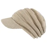 dy_mode Schirmmütze Damen Strickmütze Herren Schirmmütze Gestrickt Winter Mütze mit Schirm fester Schirm beige Kopfumfang 58-59cm