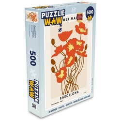 MuchoWow Puzzle Blumen – Pastell – Zitate – Barcelona – Vintage, 500 Puzzleteile, Foto-Puzzle, Bilderrätsel, Puzzlespiele, Spielzeug bunt