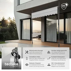 Tectake tectake® Klemmmarkise, mit Handkurbel, höhenverstellbar - 304 cm, einfache Montage
