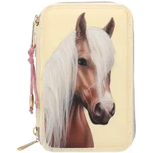 DEPESCHE 3-Fach Federtasche mit Pferdekopf Applikation