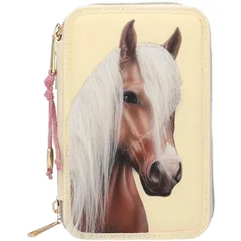 DEPESCHE 3-Fach Federtasche mit Pferdekopf Applikation