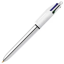 BIC 4-Farben-Kugelschreiber 4 Colours Shine metallic-silber, Schreibfarbe: blau, schwarz, rot, grün, 1 St.