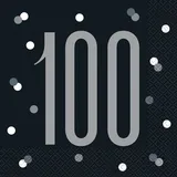 Unique 16 Servietten schwarz - Zahl 100