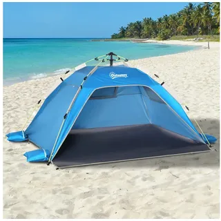 Outsunny Strandmuschel Pop Up Strandzelt für 1-2 Personen mit Sonnenschutz Himmelblau