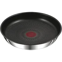 Bratpfanne TEFAL "Ingenio Preference", edelstahl, B:25,4cm H:5,1cm L:25,4cm Ø:24cm, Pfannen, Bratpfanne, stapelbar, Antihaftversiegelung, Thermo-Signal, 18/10-Edelstahl