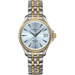 Certina DS Action Lady Diamonds C032.051.44.046.00 - hellblau mit satiniertem Sonnenschliff,silber, gelbgold PVD - 33.8mm