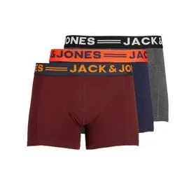 JACK & JONES Lichfield Trunks rot/grey/navy S 3er Pack