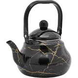 2 Liter Wasserkessel Retro Teekanne Emaille Flötenkessel für Induktionsherd Gasherd, Schwarz