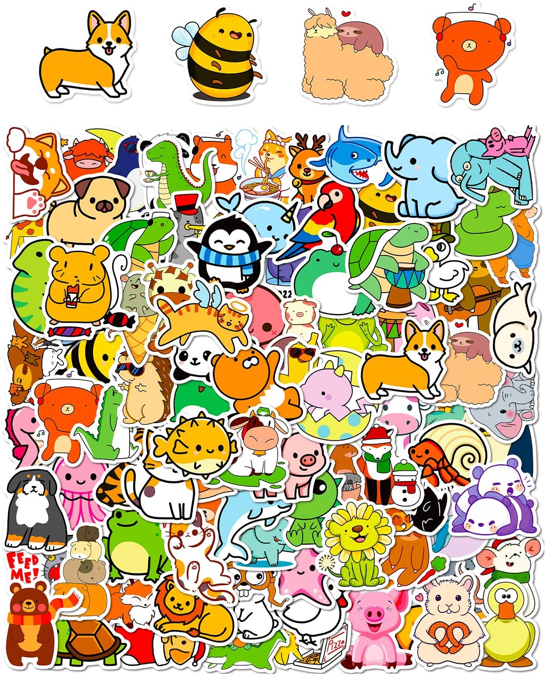 NyxSeat 100 Pieces of Children’s Stickers, Cute Animal Stickers, Waterproof Animal Cartoon Pattern Sticker Set, Notebook, Water Cup, Luggage Decoration, Mobile Phone, Refrigerator Decoration