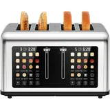 Toaster 4 Scheiben, Edelstahl Langschlitztoaster mit Smart Touchscreen & LED-Countdown, 8 Bräunungsstufen, 6 Brotprogramme, Auftauen & Aufwärmen Funktion, für Bagels & dicke Brotscheiben, 1760W