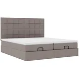 vidaXL Ottoman-Bett mit Matratzen Taupe 200x200 cm Stoff