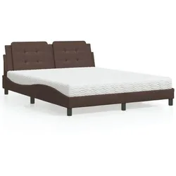 Bett mit Matratze – Braun, 160x200 cm – Pflegeleicht & Komfortabel