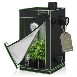 highwerk Growzelt 60 x 60 x 120 cm, Indoor Grow tent, schwarz grün, Homegrow, Growschrank, Pflanzenzelt - HIGHWERK