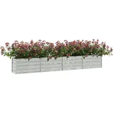 vidaXL Garten-Hochbeet verzinkter Stahl rechteckig 320 x 40 x 45 cm Silber