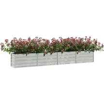 vidaXL Garten-Hochbeet verzinkter Stahl rechteckig 320 x 40 x 45 cm Silber