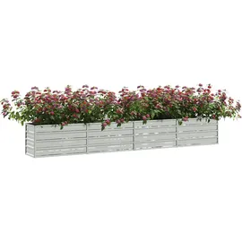 vidaXL Garten-Hochbeet verzinkter Stahl rechteckig 320 x 40 x 45 cm Silber