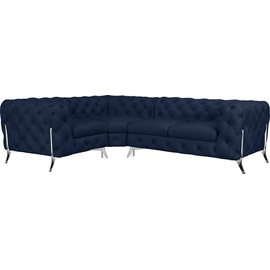 Leonique Chesterfield-Sofa »Amaury L-Form«, moderne Chersterfield-Optik, Breite 262 cm, Fußfarbe wählbar blau