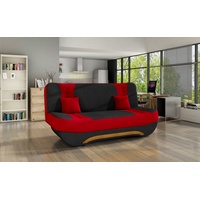 JVmoebel Schlafsofa, Sofa 3 Sitzer Design Sofas Leder Relax Moderne Dreisitzer rot|schwarz