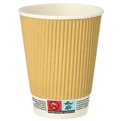 Papstar 200 Einweg-Kaffeebecher Pappe `pure`, 0,3 l doppelwandig Kaffee Glühweinbecher Heißgetränk Ripple Pappbecher