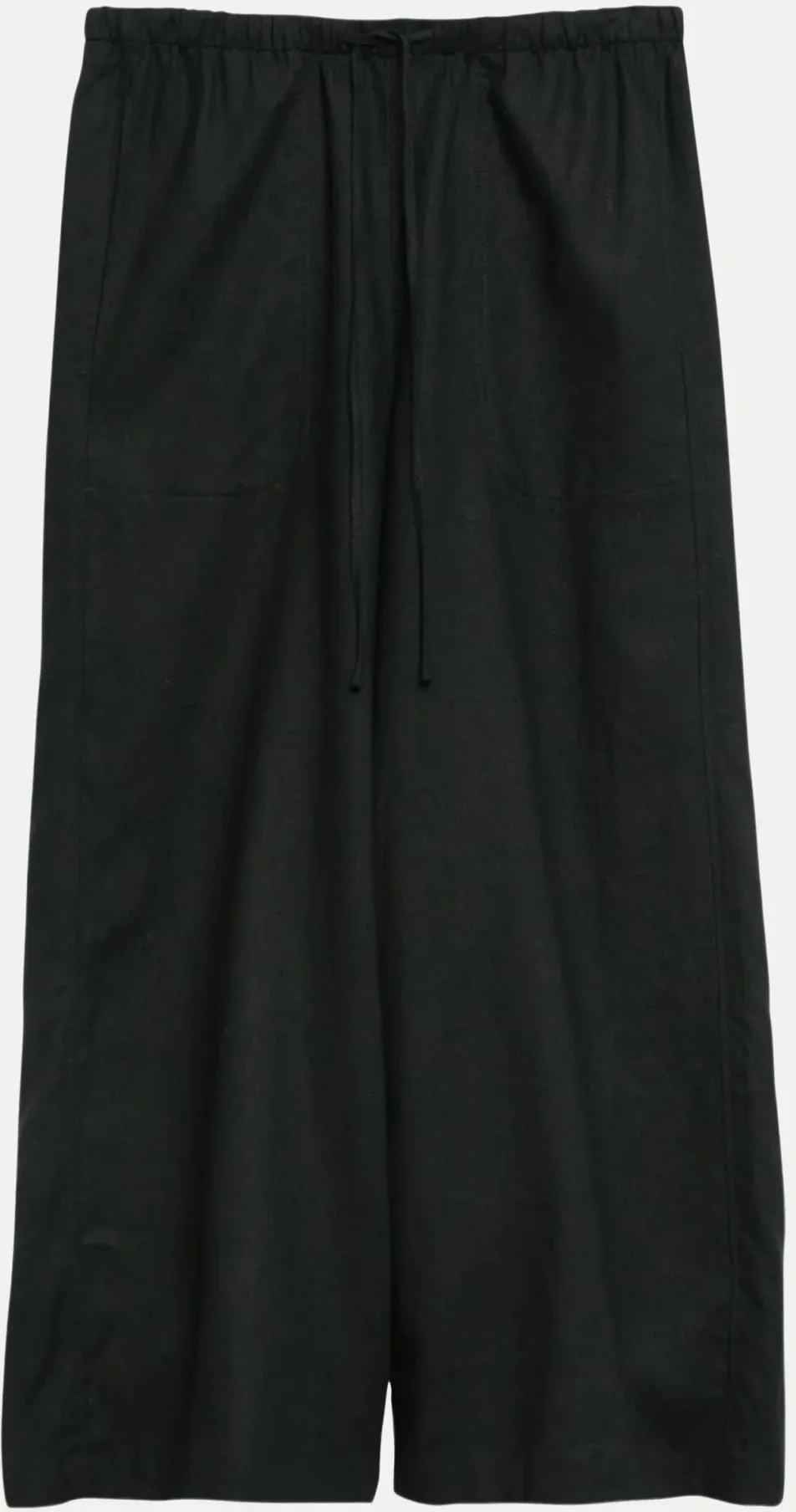 Wide-Leg Hose aus Leinen-Mix Schwarz 42