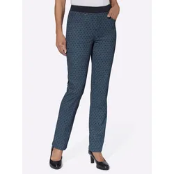 Schlupfjeans INSPIRATIONEN, Damen, Gr. 225, Extrakurzgrößen, blau (dunkelblau, bedruckt), 78% Baumwolle, 20% Polyester, 2% Elasthan, unifarben, lang, Jeans
