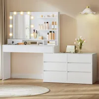 VASAGLE Kailyn Kollektion - Schminktisch mit Spiegel und LED-Beleuchtung,