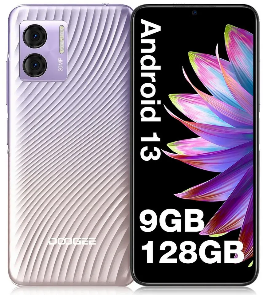 DOOGEE N50S Android 13 Smartphone, Octa-Core 9GB + 128GB, 20MP + 8MP Camera Handy (6.52 Zoll, 128 GB Speicherplatz) rosa