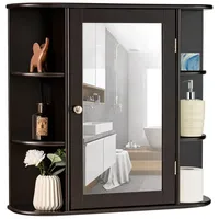 Goplus - Spiegelschrank Bad, Badschrank mit Spiegel, Wandschrank, Haengeschrank