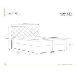 panda möbel BOXSPRINGBETT Diamaro 160x200 cm mit Bettkasten und Topper - Hellgrau - Hellgrau