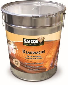 SAICOS Klarwachs, farblos, Spezialanstrich für Harthölzer und Holz in Feuchträumen, 10 Liter - Eimer