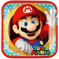 Amscan Pappteller 'Super Mario' Quadratisch Ø23 cm 8 St. Mehrfarbig