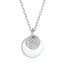 Elli Halskette Damen Anhänger Plattchen Elegant Silberfarben mit Kristallen